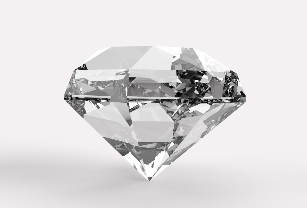 Ilustração 3D de um diamante brilhante